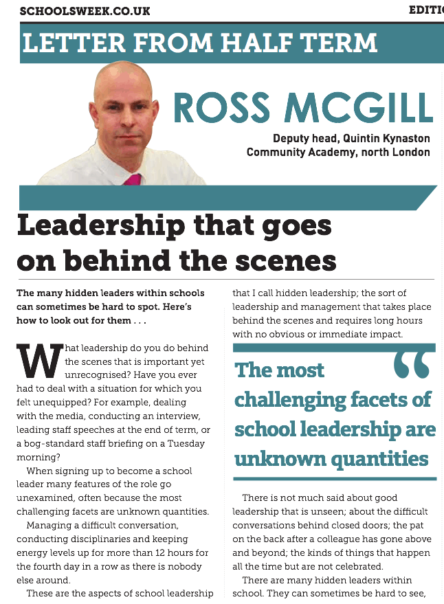 Schools Week @SchoolsWeek Leadership article publication