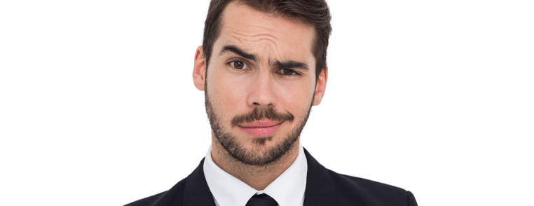 man Sceptic Frown Suit beard tie